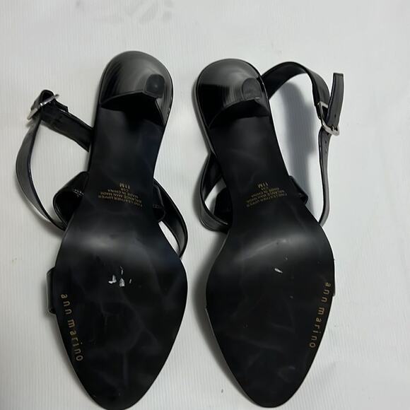 ANN MARINO BLACK LEATHER SANDALS OPEN TOE SIZE 11 M - Picture 3 of 6
